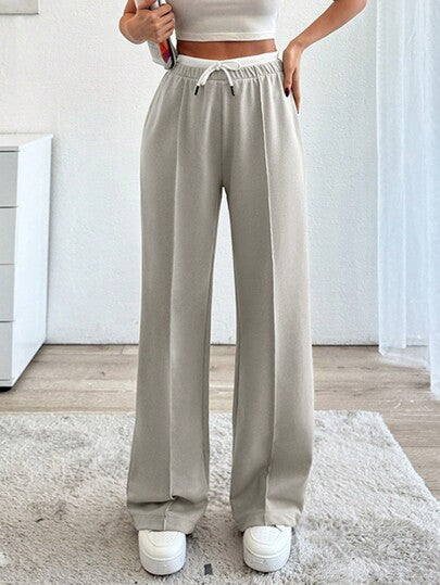High-waisted wide-leg sweatpants