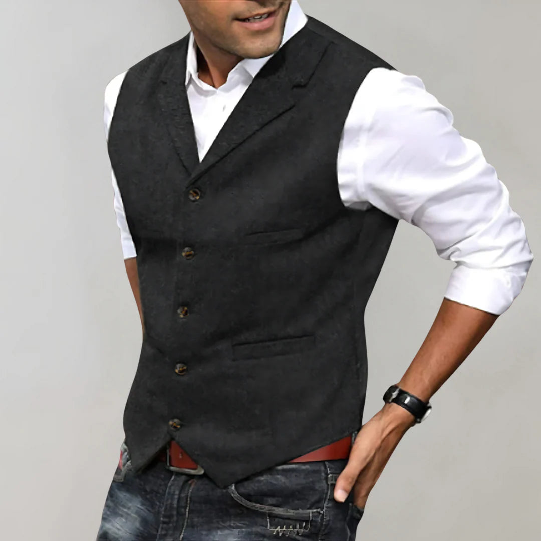 Men's Button Up Vest with Pockets