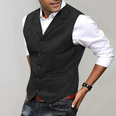 Men's Button Up Vest with Pockets
