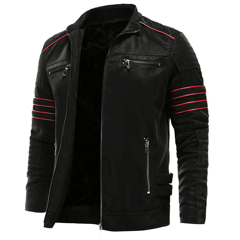 Men’s Faux Leather Jacket with Pockets