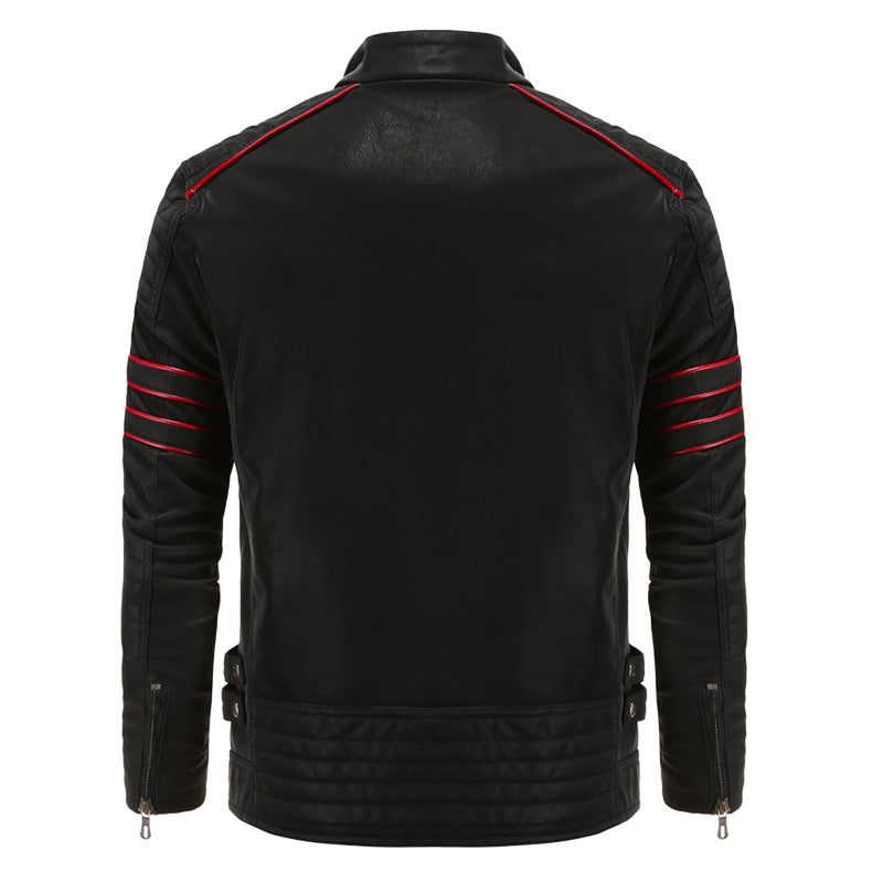 Men’s Black Faux Leather Zip Jacket