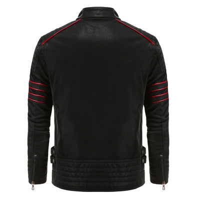 Men’s Black Faux Leather Zip Jacket