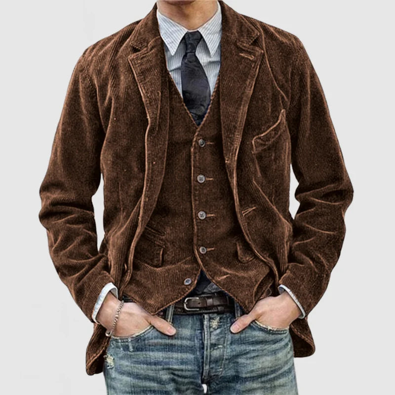 Men’s Corduroy Blazer and Vest Set