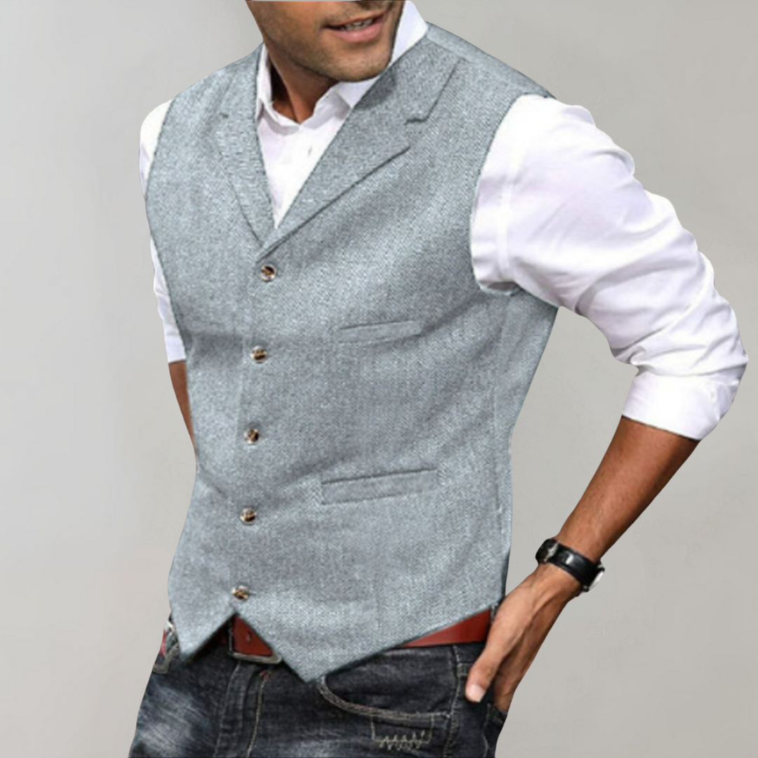 Men's Button Up Vest with Pockets