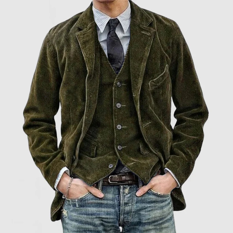 Men’s Corduroy Blazer and Vest Set