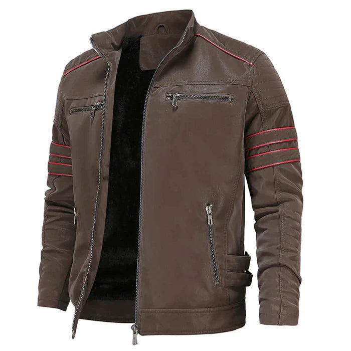 Men’s Faux Leather Jacket with Pockets