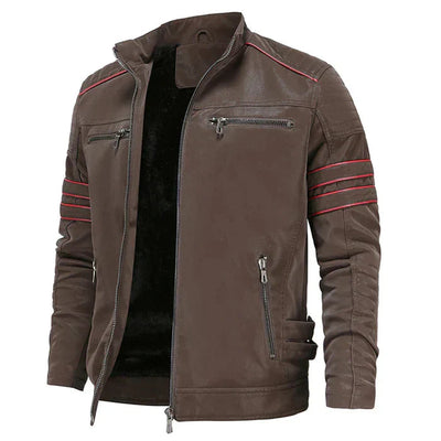 Men’s Faux Leather Jacket with Pockets