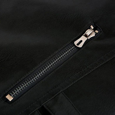 Men’s Black Faux Leather Zip Jacket