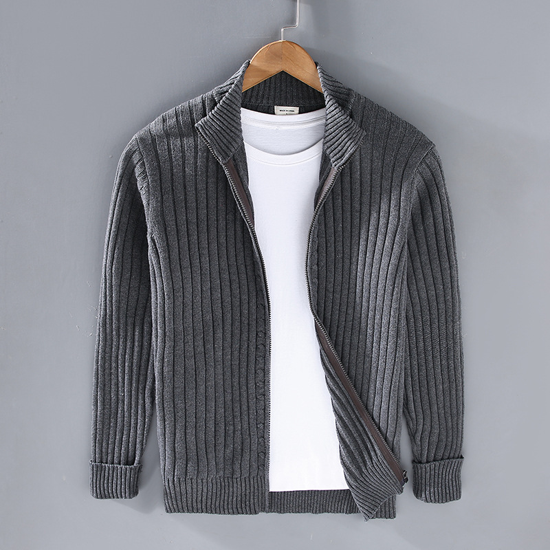 Men’s Ribbed Zip Up Knit Cardigan