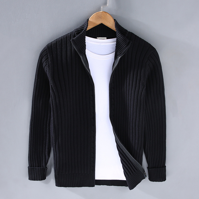 Men’s Ribbed Zip Up Knit Cardigan
