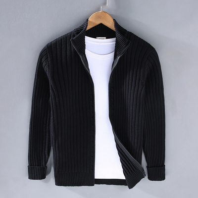Men’s Ribbed Zip Up Knit Cardigan