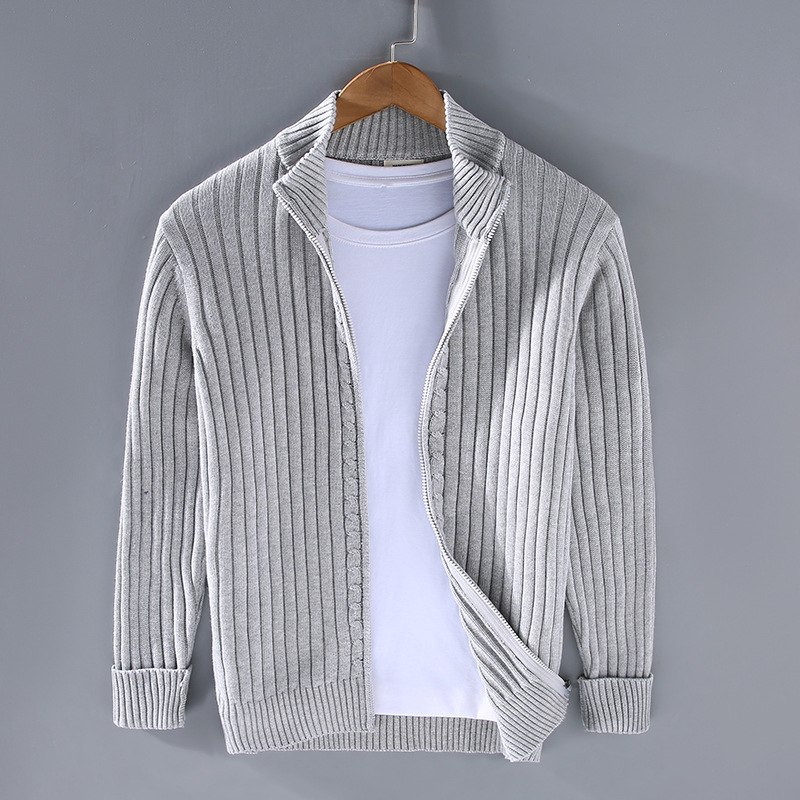 Men’s Ribbed Zip Up Knit Cardigan