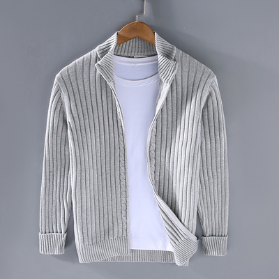 Men’s Ribbed Zip Up Knit Cardigan