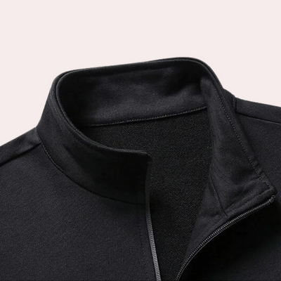 Men's Black Tracksuit Set With Long Sleeve Top And Pants
