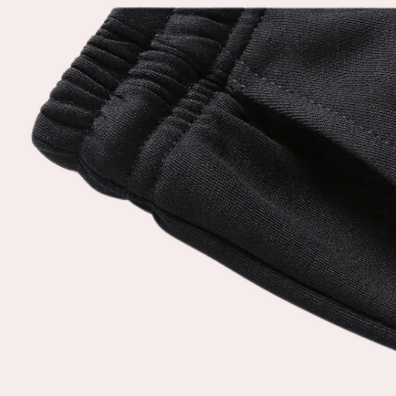 Men's Black Tracksuit Set With Long Sleeve Top And Pants