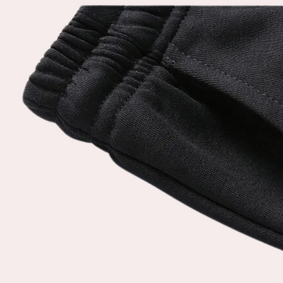 Men's Black Tracksuit Set With Long Sleeve Top And Pants