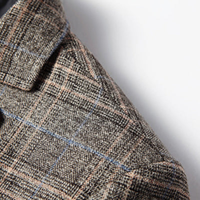 Men's Checked Blazer Two Button Front Notch Lapel