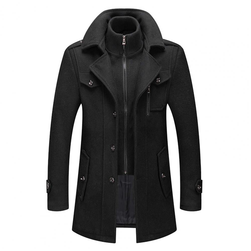 Men’s Long Winter Zip Front Coat