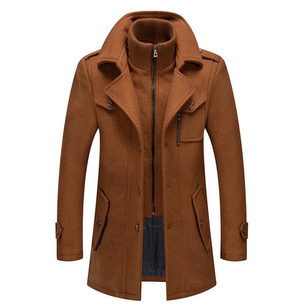 Men’s Long Winter Zip Front Coat