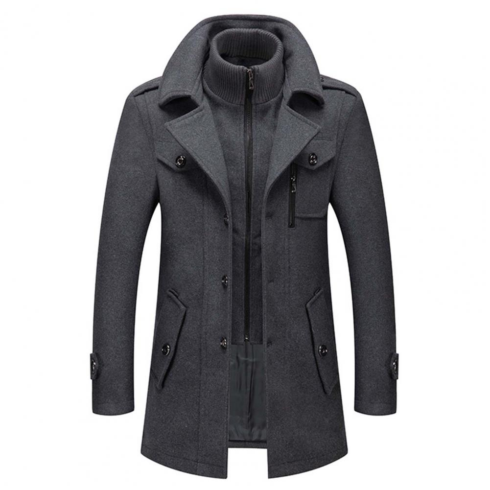 Men’s Long Winter Zip Front Coat
