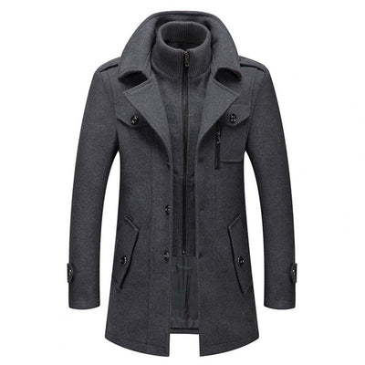Men’s Long Winter Zip Front Coat