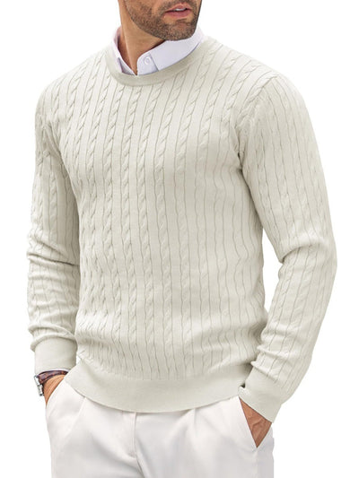 Men’s Cable Knit Round Neck Sweater