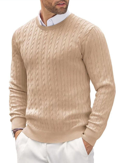 Men’s Cable Knit Round Neck Sweater