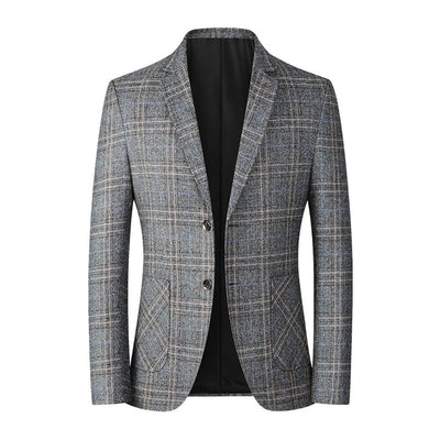 Men's Checked Blazer Two Button Front Notch Lapel