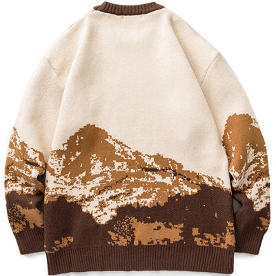 Men's Beige Blue Mountain Knit Sweater