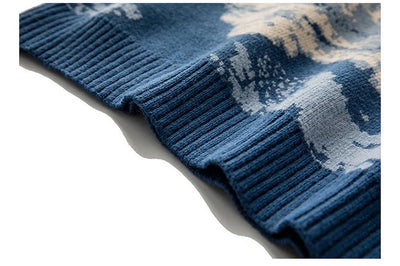 Men's Beige Blue Mountain Knit Sweater