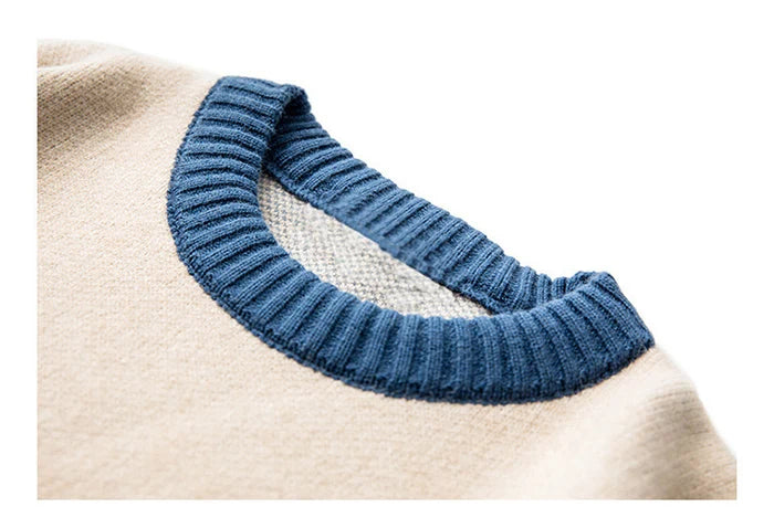 Men's Beige Blue Mountain Knit Sweater