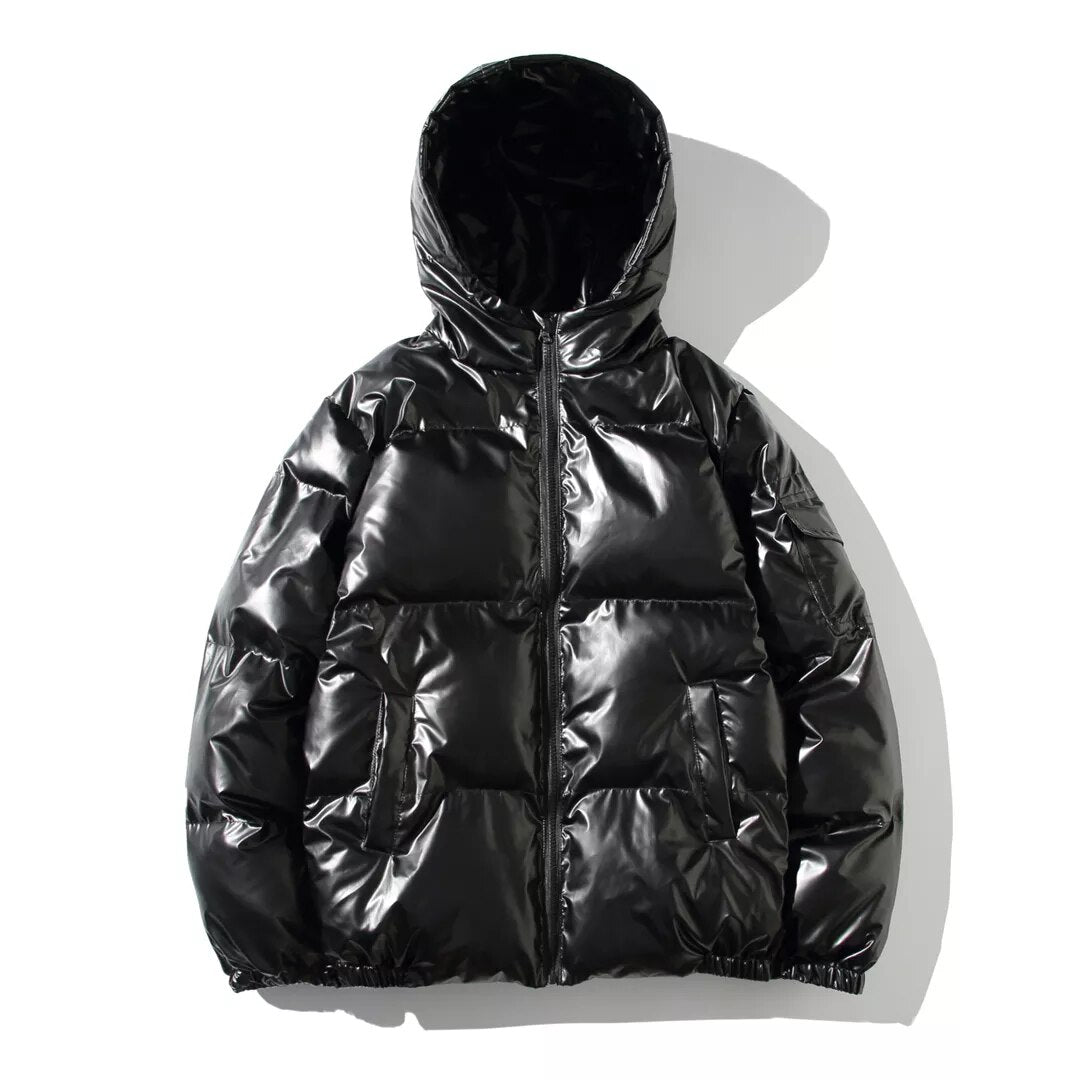 Men’s Glossy Hooded Puffer Jacket