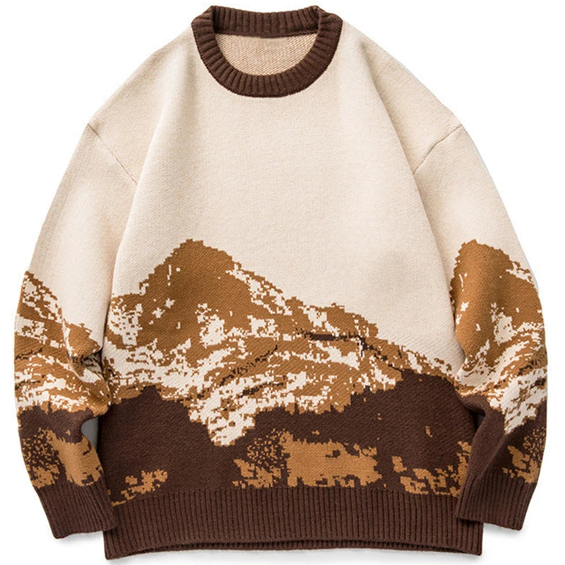 Men's Beige Blue Mountain Knit Sweater