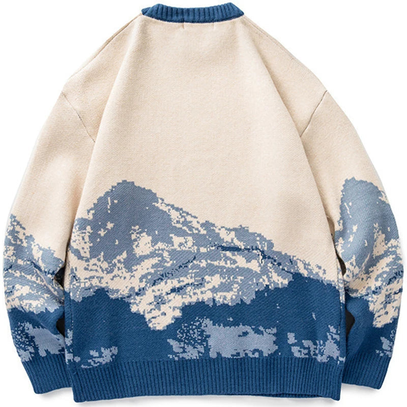 Men's Beige Blue Mountain Knit Sweater