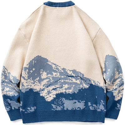 Men's Beige Blue Mountain Knit Sweater