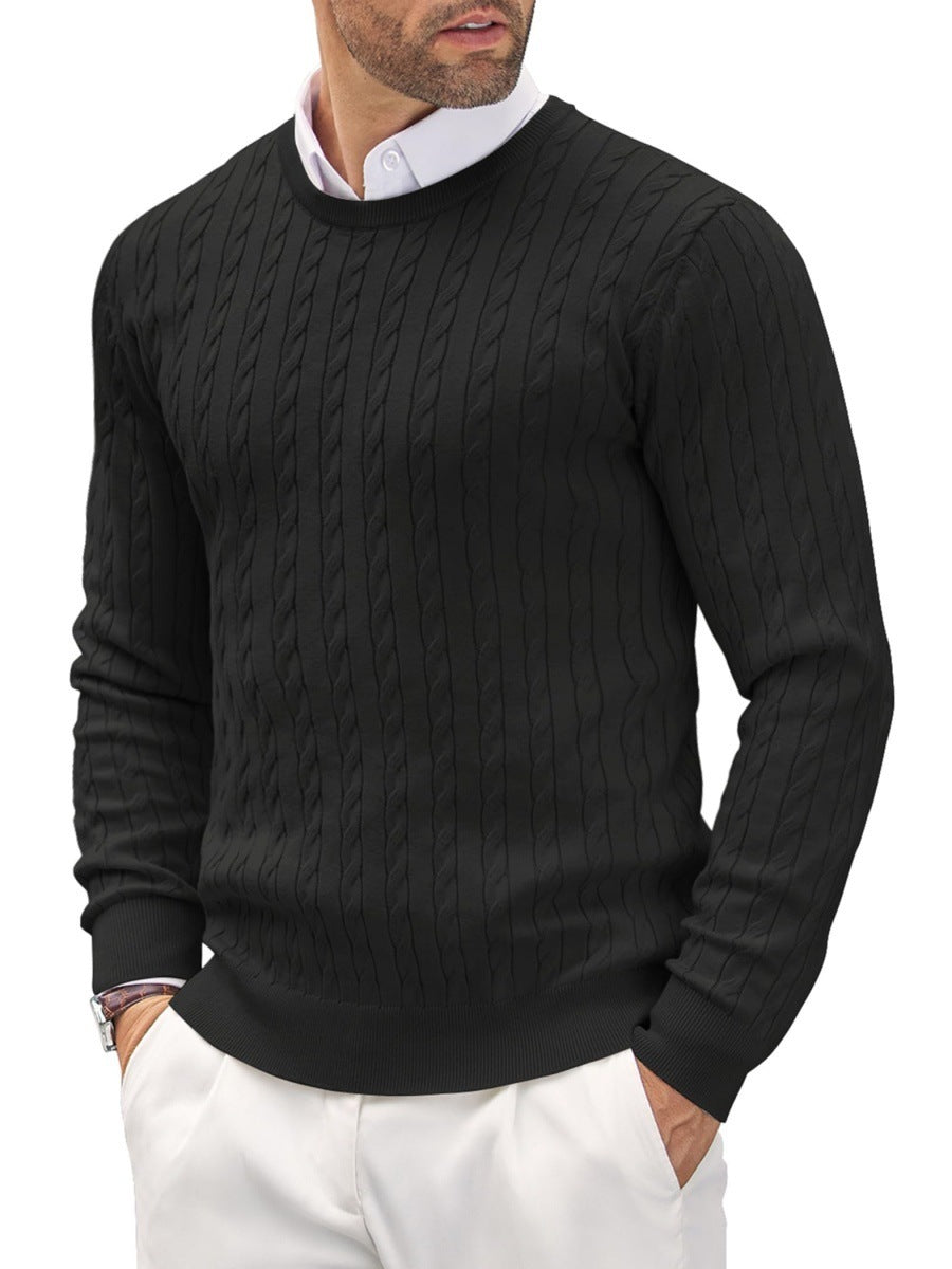 Men’s Cable Knit Round Neck Sweater