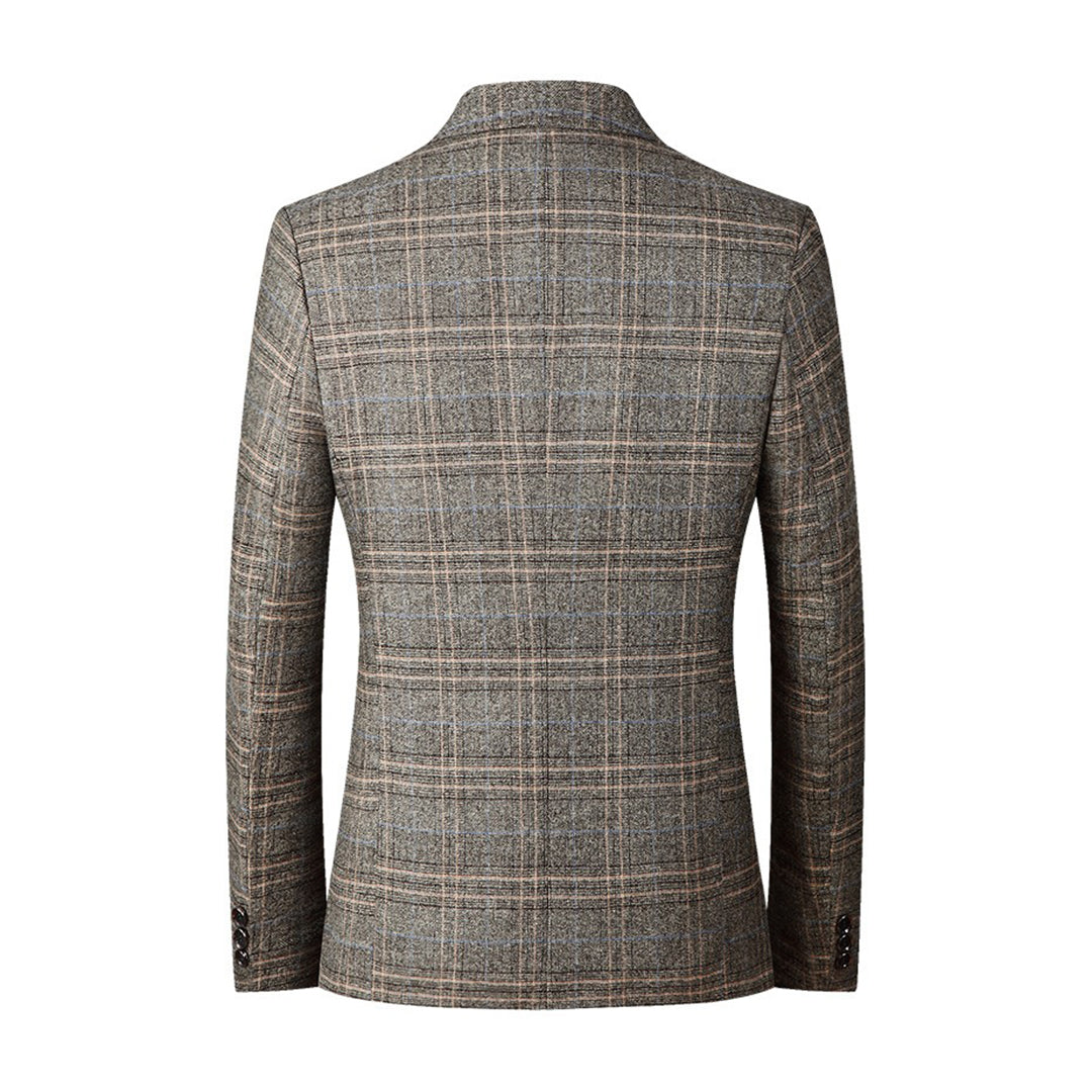 Men's Checked Blazer Two Button Front Notch Lapel