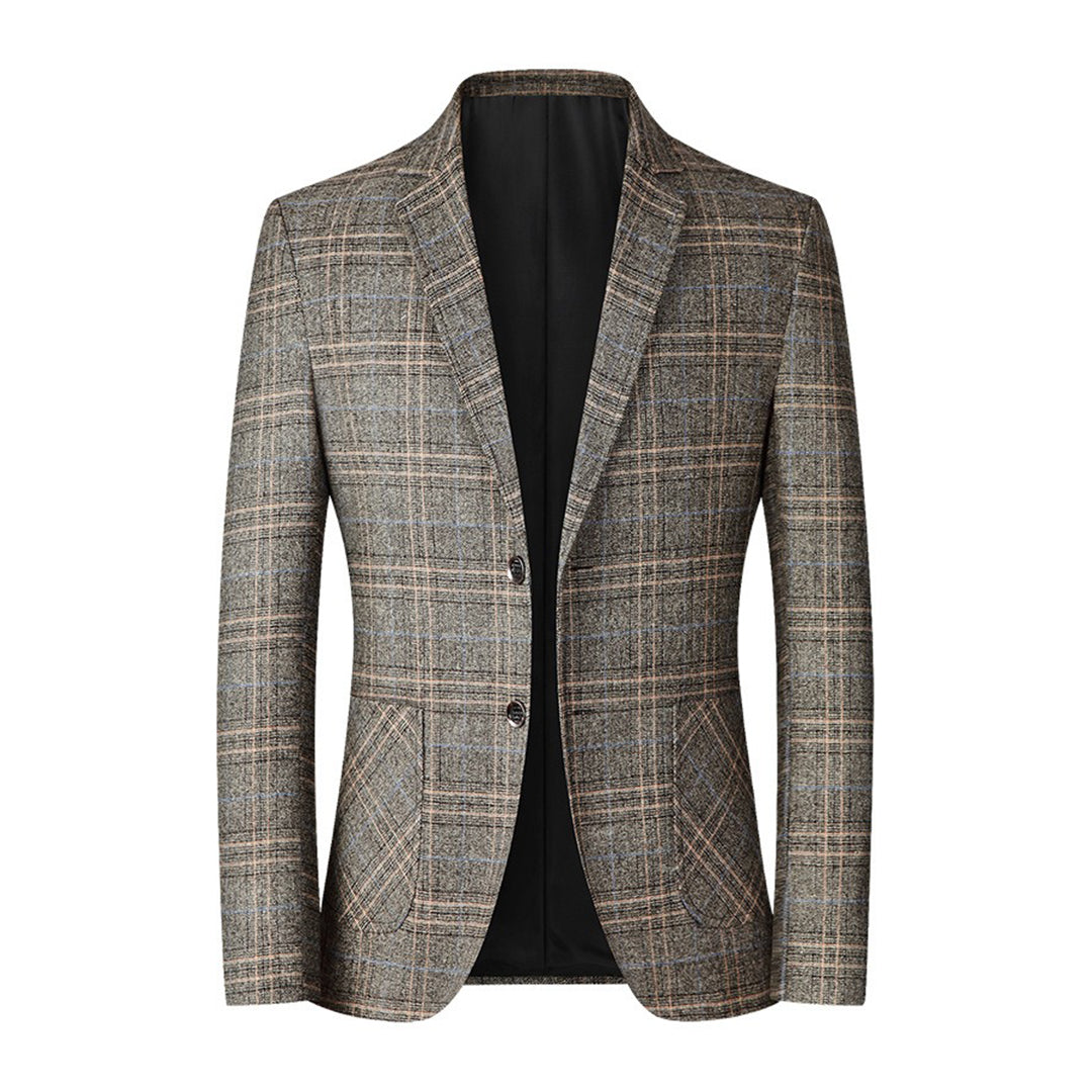 Men's Checked Blazer Two Button Front Notch Lapel