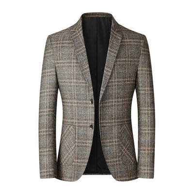 Men's Checked Blazer Two Button Front Notch Lapel