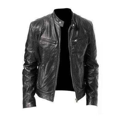 Mens Faux Leather Zip Front Jacket Summer Casual