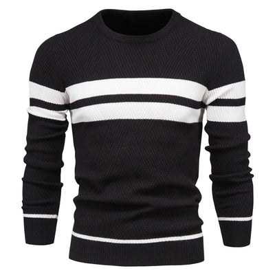 Men's Knit Sweater Long Sleeve Crewneck Stripe Detail