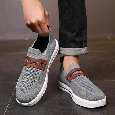 Men's Beige Knit Slip-On Shoes