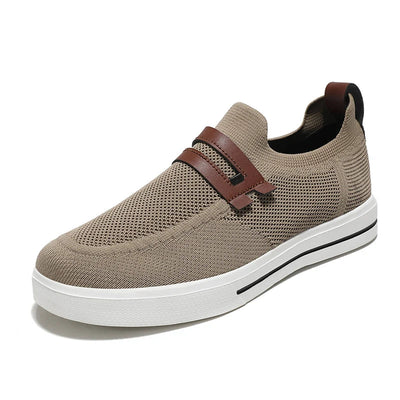 Men's Beige Knit Slip-On Shoes