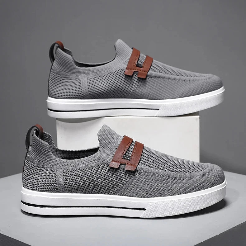 Men's Beige Knit Slip-On Shoes