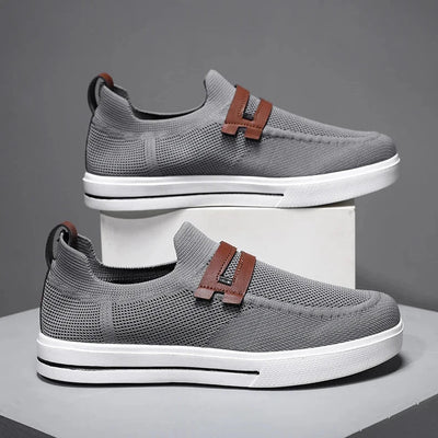 Men's Beige Knit Slip-On Shoes