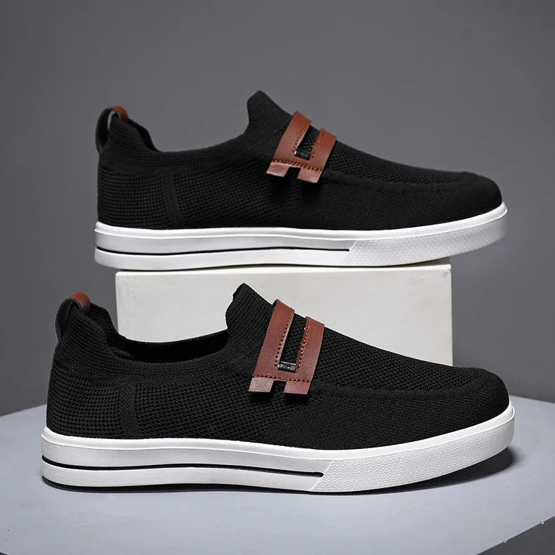 Men's Beige Knit Slip-On Shoes