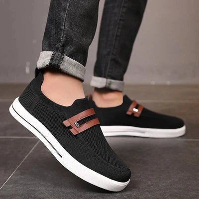 Men's Beige Knit Slip-On Shoes