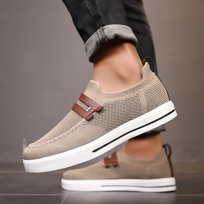 Men's Beige Knit Slip-On Shoes