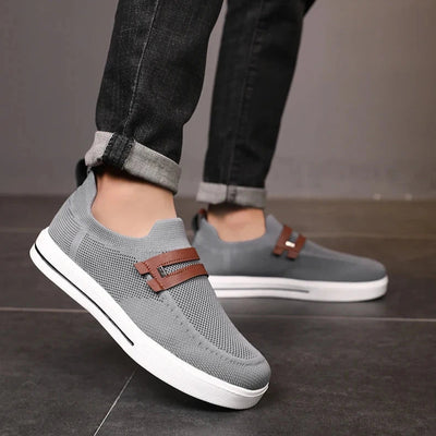 Men's Beige Knit Slip-On Shoes