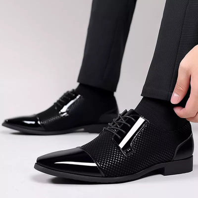 Men’s Glossy Patent Lace Up Dress Shoes